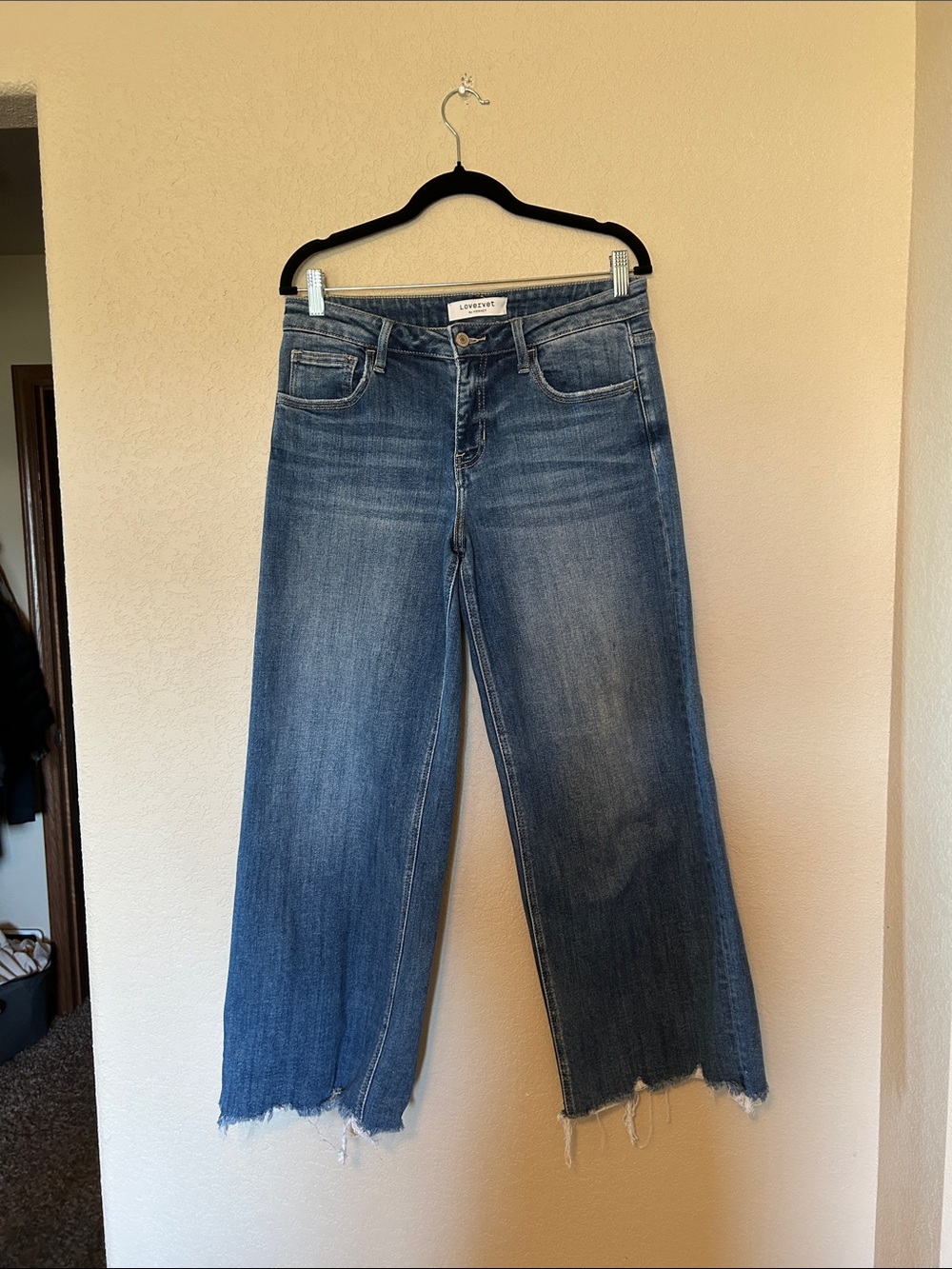 Lovervet by VERVET Wide Leg Cropped Jeans Women’s Size 28 Raw Hem Stretch - Picture 3 of 10